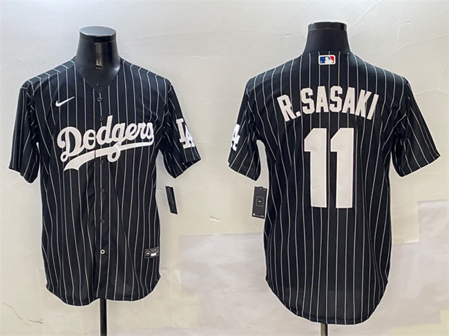 Men's Los Angeles Dodgers #11 Roki Sasaki Black Cool Base Stitched Baseball Jersey Men's Los Angeles Dodgers #11 Roki Sasaki Black Cool Base Stitched Baseball Jersey